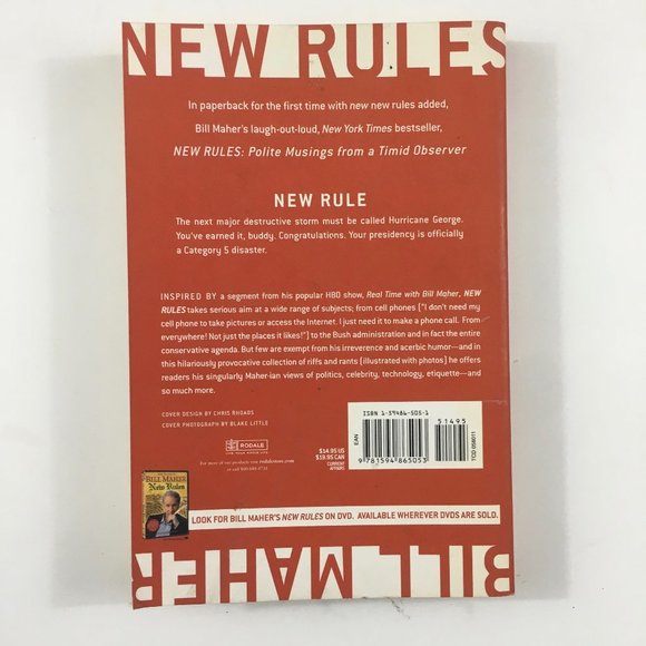New Rules Polite Musings from a Timid Observer by Bill Maher 2006 Paperback Book - Picture 3 of 4